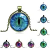 Ожерелья мужского Трехмерное глаз дракона стек ожерелье красочных глаз кулон стекло кабошон Купол красивые ювелирные изделия ожерелья Мужчина