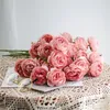 Fake Single Stem Peony (3 heads/piece) 19.69" Length Simulation Round Roses for Home Wedding Decorative Artificial Flowers