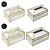 AUGKUN European Creative Glass Tissue Box Simple Living Room Household Tissue Box Nordic Light Napkin Tray Decor260a