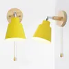 E27 Base Modern Vintage Wall Light Wooden Lamp Sconce For Bedroom Room Home Decoration White/Pink/Grey/Yellow