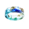 Transparente handgefertigte getrocknete Blume Harz Ringe 8 Farben Goldfolie Papier Inside Epoxidharz Fingerring Für Frauen Party Schmuck Zubehör Geschenk