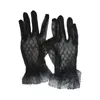 Свадебные перчатки черные свадебные кружевные перчатки из чистой пряжи, перчатки длиной до запястья, короткие свадебные аксессуары на палец