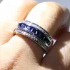 Choucong New Arrival Hot Sale Moda Biżuteria 10kt White Gold Fill Princess Cut Blue Sapphire CZ Diamond Men Wedding Band Pierścień do kochanka