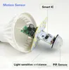 LED PIR Motion Sensorlampa 5W / 7W E27 + LED-lampa ljudsensor 5W / 7W Auto Smart Bulb Infraröd Kroppslampa Ljus AC85-265V