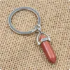 Bulk Natural stone Keychains Hexagonal prism Bullet Quartz Point Healing Crystals Chakra key chains DIY Jewelry Accessories