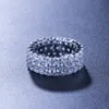 NYHET HIP HOP BLING MENS Womens smycken ringer Guld Silver tre rad Zircon Diamond Engagement Iced Out Rings199U