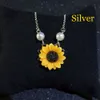 1pc Romantic Drop Necklaces Charm Sunflower Pendant Chain Necklace for Women Simple Pearls Princess Bride Bridesmaid