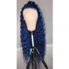 Mode Deep Wave Lace Front Synthetische Wig Celebrity Style 360 ​​Lace Frontal Long Blue Pruik voor zwarte vrouwen vooraf geplukte natuurlijke HAIR2239Y