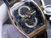 Nieuwe Vanguard YachTing Rose Gold Case V45 S6 YACHT Skeleton Blue Dial Automatic Mens Watch Leather/Rubber Strap Sport Watches hello_watch