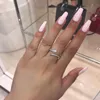 2020 Neuankömmling Einfacher Modeschmuck Echt 925 Sterling Silber Pavé Weißer Saphir CZ Diamant Edelsteine Frauen Hochzeit Schlangenband Ring Geschenk