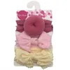 Bébé filles arc dentelle diadème beignet nylon bandeaux 3 pièces ensemble Turban noeud nœud papillon lapin bandeaux infantile enfants couvre-chef élastique