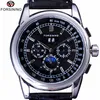 Forsining Luxo Moon Fase Design Shanghai Movement Moda Casual Wear Relógio Automático Scale Dial Mens Assistir Top Marca de Luxo