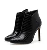 Chic Black Pointed Toe Stiletto Heels Ladies Boots Vinter Kvinnor Designer Ankel Stövlar Storlek 35 till 40