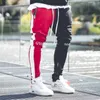 2019 novos ginásios dos homens moda calças esportivas de algodão stitching estiramento calças de fitness ao ar livre calças casuais hip hop hop