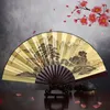 Etniczna tradycyjna chińska jedwabna wentylator Duży dekoracyjne fani składane rzemiosło drukowane bambusowe fan dłoni dla człowieka prezent