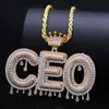 HIP HOP Sieraden Diamond Ketting Aangepaste naam Iced Out Chains Cubic Zirconia Koper Set met Diamanten 18K Gold Plating Letter Ketting