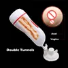 MizzZee vagin Anal mâle Double Tunnels Masturbation tasse hommes réaliste chatte mâle masturbateurs aspiration vibrateur Sex Toys J1607