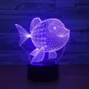 Billiga fisk 3D LED Night Light 7 Färg Touch Switch LED Lights Plast Lampshape 3D USB Powered Night Light Atmosphere Novelty Lighting