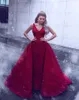 Vestidos de Baile Vermelho Brilhante com Lantejoulas Sereia Com Trem Destacável Decote em V Vestidos de Noite Vestido de Festa Formal Personalizado robes de soir￩e