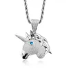 Collana Fashion-Hop Nuove collane pendenti con unicorno in oro Ice Out Collana con ciondolo placcato oro Gioielli hip-hop