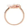 Anello in oro rosa con fiore a farfalla Fedi nuziali con dito in cristallo Glamour Rose Gold Zircone Glamour Ring Jewelry Girl Gift