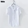 الصيف الكتان قميص الرجال جودة عالية عارضة ثلاثة أرباع العادية كم مريح قمم رقيقة صالح الأبيض popover الكتان المحملات الذكور الاتجاه