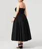 Plus Size Piłka Suknia Gotowana Herbata Długość Open Back Taffeta Little Black Dress Prom Dress Suknia wieczorowa Druhna Dress z falbanami