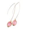 3Styles couleur or pierre naturelle goutte d'eau boucles d'oreilles ovales vert rose cristal boucles d'oreilles pour femmes bijoux