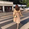 Ftlzz Women's Long Spring Coats Female 2019 Fashion Pleated Chiffon Splice Thin Outwear Loose Trench Coat for Women LY191216