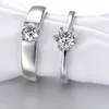 Solitärring mit Zirkonia, offen, verstellbar, Diamant, Verlobung, Hochzeit, Silber, für Paare, Damen, Herren, Ringe, Liebe, Modeschmuck, Will und Sandy