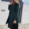 Cappotto misto donna Basic Kakhi doppio petto medio-lungo pisello tinta unita lana autunno inverno giacca donna top