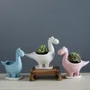 Dinosauro succulento vaso in ceramica giardinaggio creativo vaso da fiori smaltato cartone animato animale regalo ornamento da tavolo arredamento da giardino per la casa