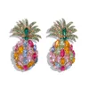 Wholesale- fashion designer exaggerated diamond beautiful colorful crystal cute lovely fruit pineapple stud earrings for women girls
