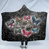 Butterfly Hooded Blanket Fleece Wearable Blanket with Hat Printed Butterfly Blankets Kids Adult Winter Hooded Cloaks Sherpa Wrap GGA2201