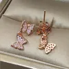 Stud 2019 Nuovo arrivo Gioielli di lusso Argento sterling 925 Oro rosa Fill Pavimenta 5A Bianco Chiaro Cubic Zirconia Farfalla Orecchino da donna per gli amanti G230602