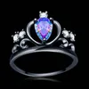 Bague de fiançailles en pierre de zircon multi A +, design tendance personnalisé, princesse reine, couronne noire, alliance pour femmes et filles