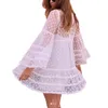 Parei da donna a maniche lunghe Boho Beach Dot Bikini Cover Up Dress 2021 See Through Swing Summer Holiday Cover-Ups1