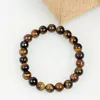 Högkvalitativ 6mm 8mm 10mm Tigers Eye Stone Bead Armband Män Kvinnor Naturliga ädelsten Staplable Armband Smycken Partihandel