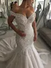 Luxus Perlen Spitze Meerjungfrau Hochzeit Kleid Robe de Mariee Sexy Tiefem V-ausschnitt Cap Sleeve Brautkleider Vestido de Noiva