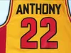 # 22 Oak Hill High School Jersey Carmelo Anthony # 15 Syracuse College Basketball Jersey Mens Costurado Laranja Branco Amarelo