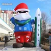 Outdoor Inflatable Father Christmas 3m/5m Height Blue Air Blown Santa Claus With A Surfboard For Club Xmas Decoration
