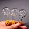 4 Inch Funny Hand Pyrex Glass Oil Burner Smoking Pipes With Smile Logo Tobacco Accessories Hookah Pipe GD15