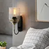 American Style Glass Wall Lamp Luxury Iron Sconce Cafe Bar Store Restaurant Hotel Aisle Living Room Bedside Minimalist lighting