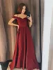 2019 New Sexy Burgundia Prom Dresses Spaghetti A-Line Off Cap Ramię Rękawy Open Back Długość Piętra LPlus Rozmiar Suknie wieczorowe Nosić