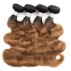 1B 30 Ombre Golden Brown Hair Wave Bundles Brazilian Virgin Body Wave Hair 3 또는 4 번들 10-24 인치 레미 인간의 머리카락 확장