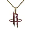 Iced Out Rocket Team Logo Wisiorek Naszyjnik Złoty Srebrny Materiał Copper Materiał Moda Mężczyzna Hip Hop Biżuteria Prezent