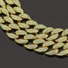 Iced Out Chains Bling Rhinestone Golden Finish Miami Cuban Link Chain Necklace Men's Hip Hop Halsband smycken gåva203m