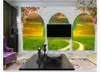 3D customized large photo mural wallpaper Roman column arch flower vine grass landscape 3d TV sofa background wall