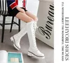 High Quality Designer Women Knee High Boots Fashion Round Toe 5 CM Heels Winter Pump Shoes Two Colors Lace up Lady Motorcycle Boot