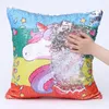 Housse de coussin de sirène de dessin animé magique super brillante avec des paillettes réversible taie d'oreiller à changement de couleur taie d'oreiller pour siège de voiture DH0421